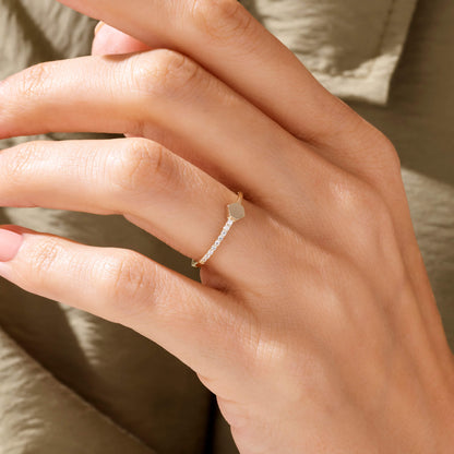 Half Eternity Signet Ring in Gold