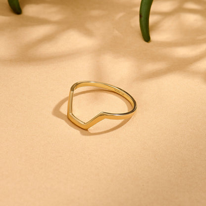 Half Hexagon Stacking Ring in Gold