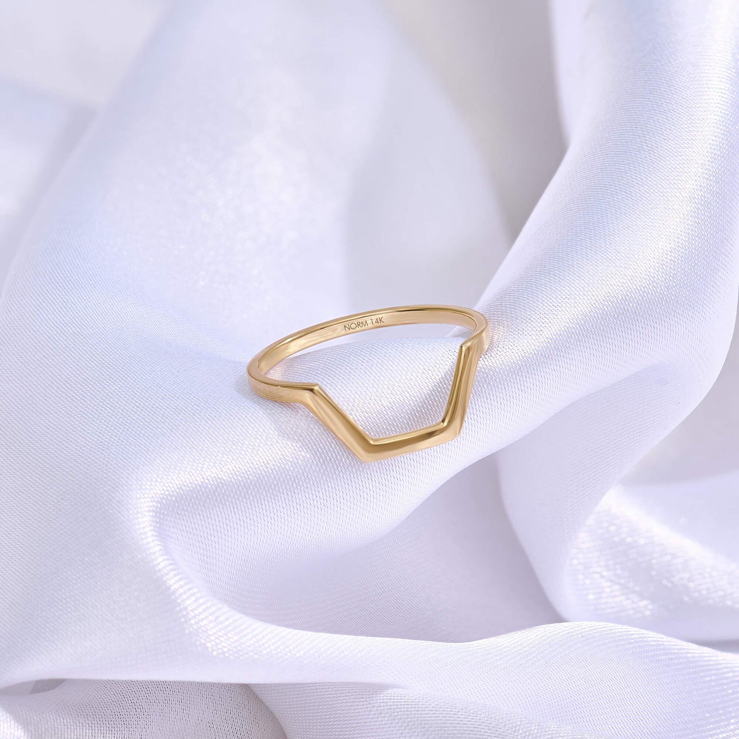 Half Hexagon Stacking Ring in Gold