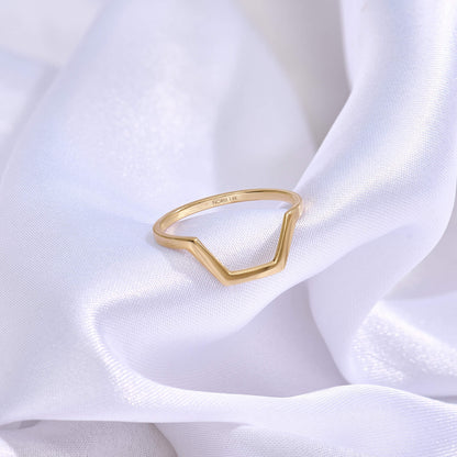 Half Hexagon Stacking Ring in Gold