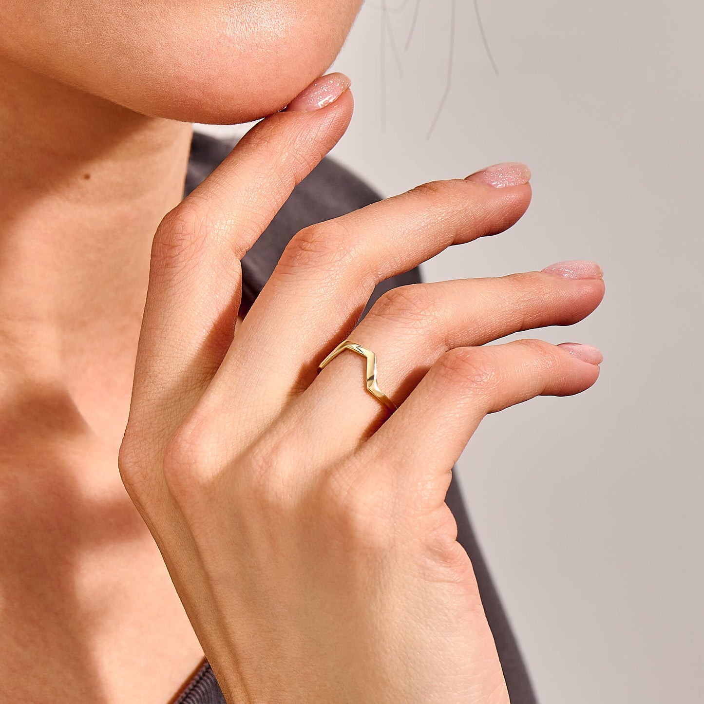 Half Hexagon Stacking Ring in Gold