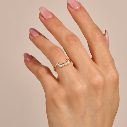 Half Square Sunburst Ring in Gold