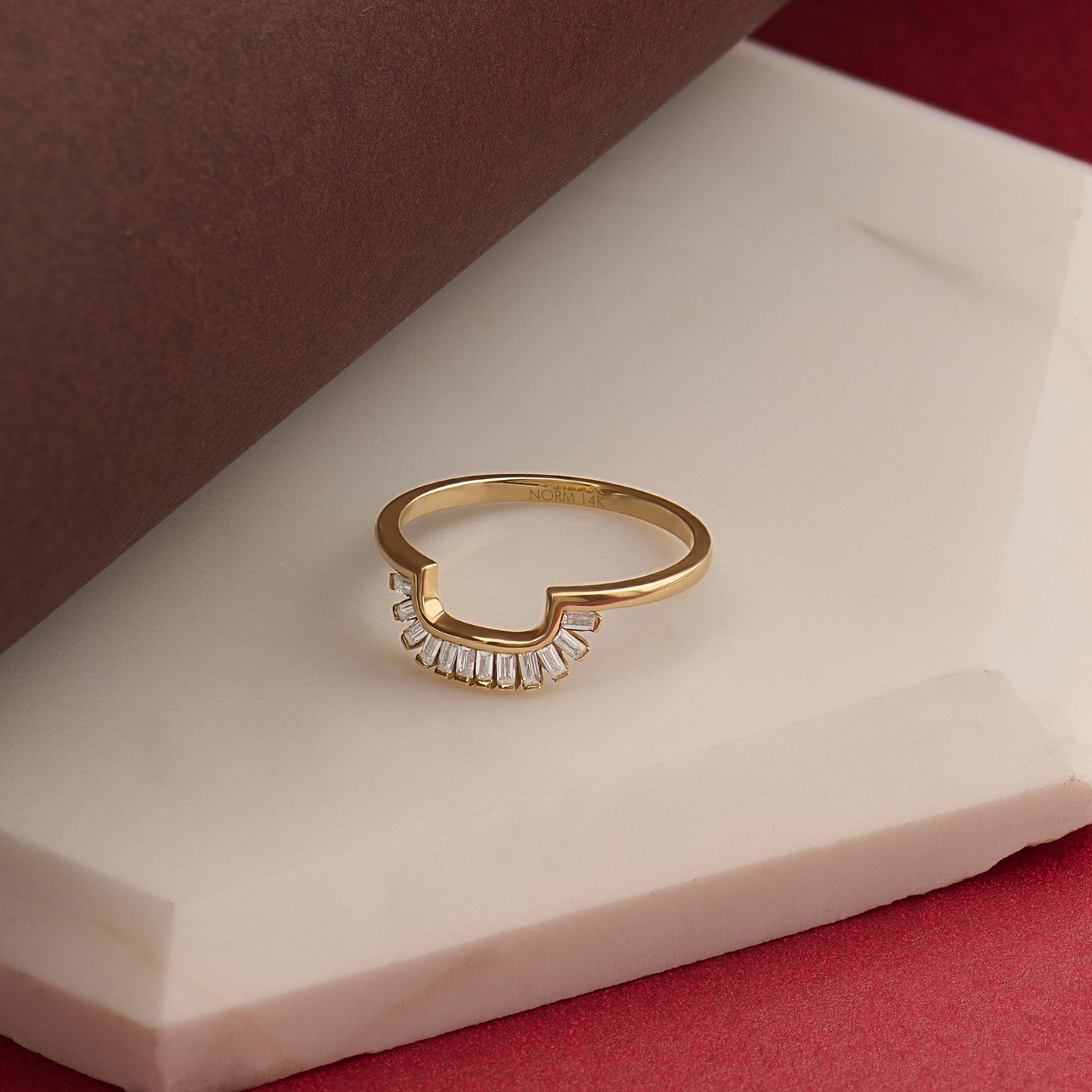 Half Square Sunburst Ring in Gold