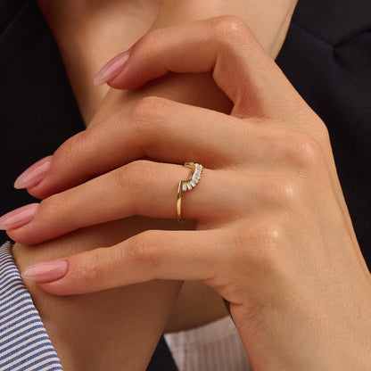 Half Square Sunburst Ring in Gold