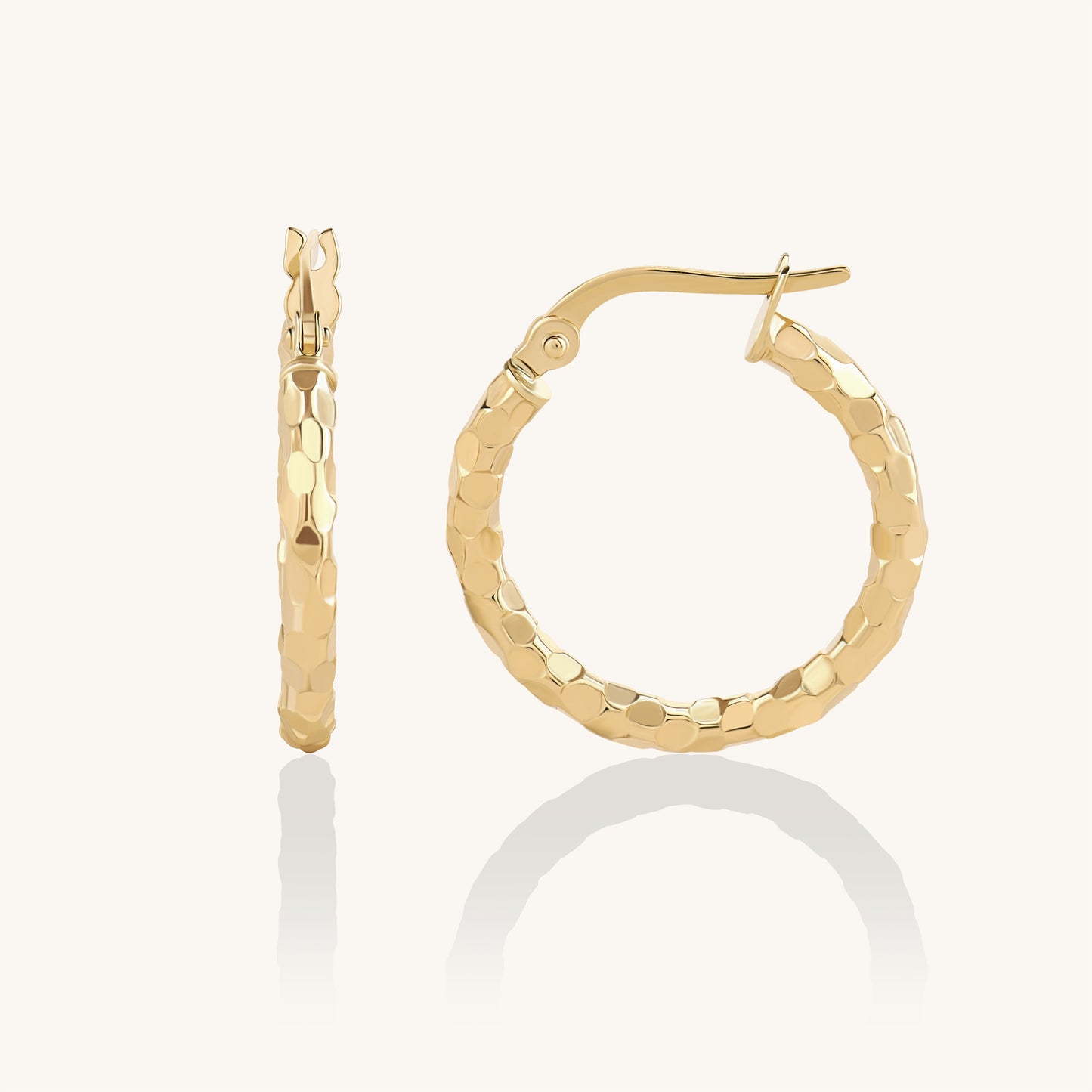 Hammered Hoop Earrings in Gold