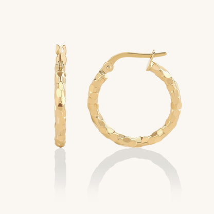 Hammered Hoop Earrings in Gold