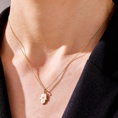 Hamsa Hand Necklace in Gold