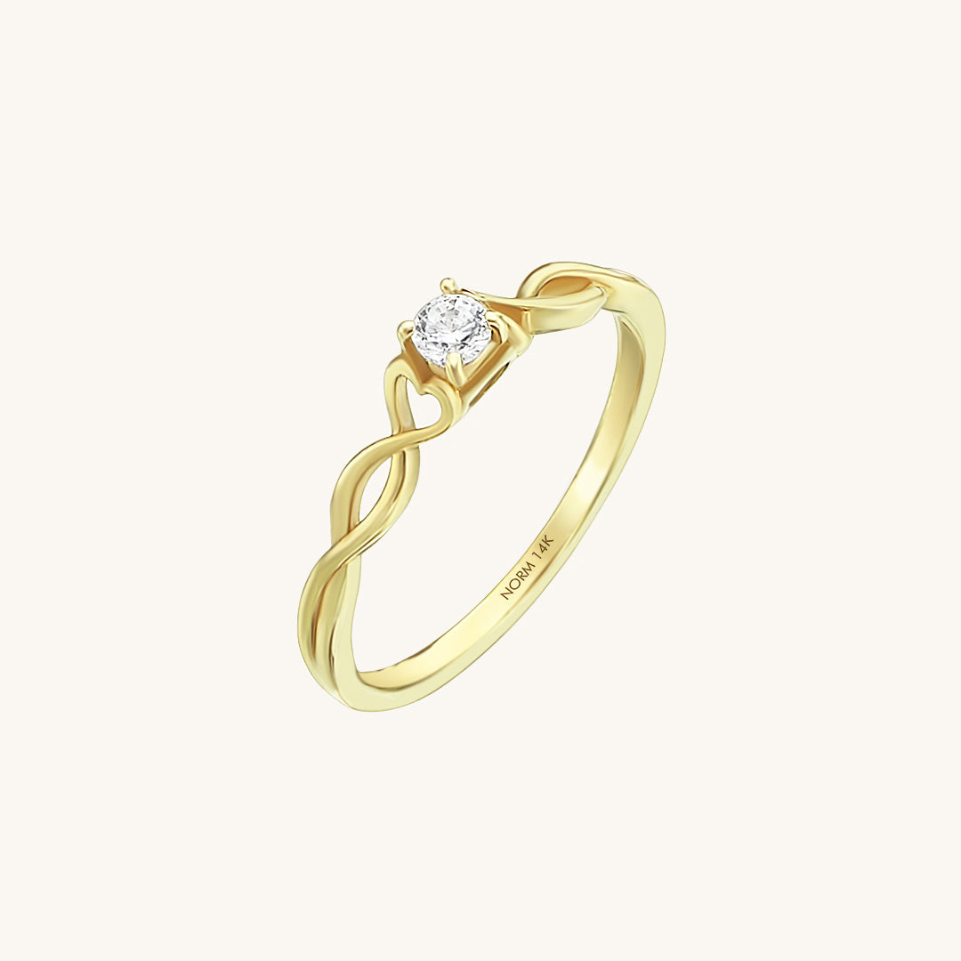 Heart Infinity Round Solitaire Ring in Gold
