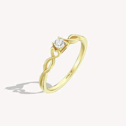 Heart Infinity Round Solitaire Ring in Gold