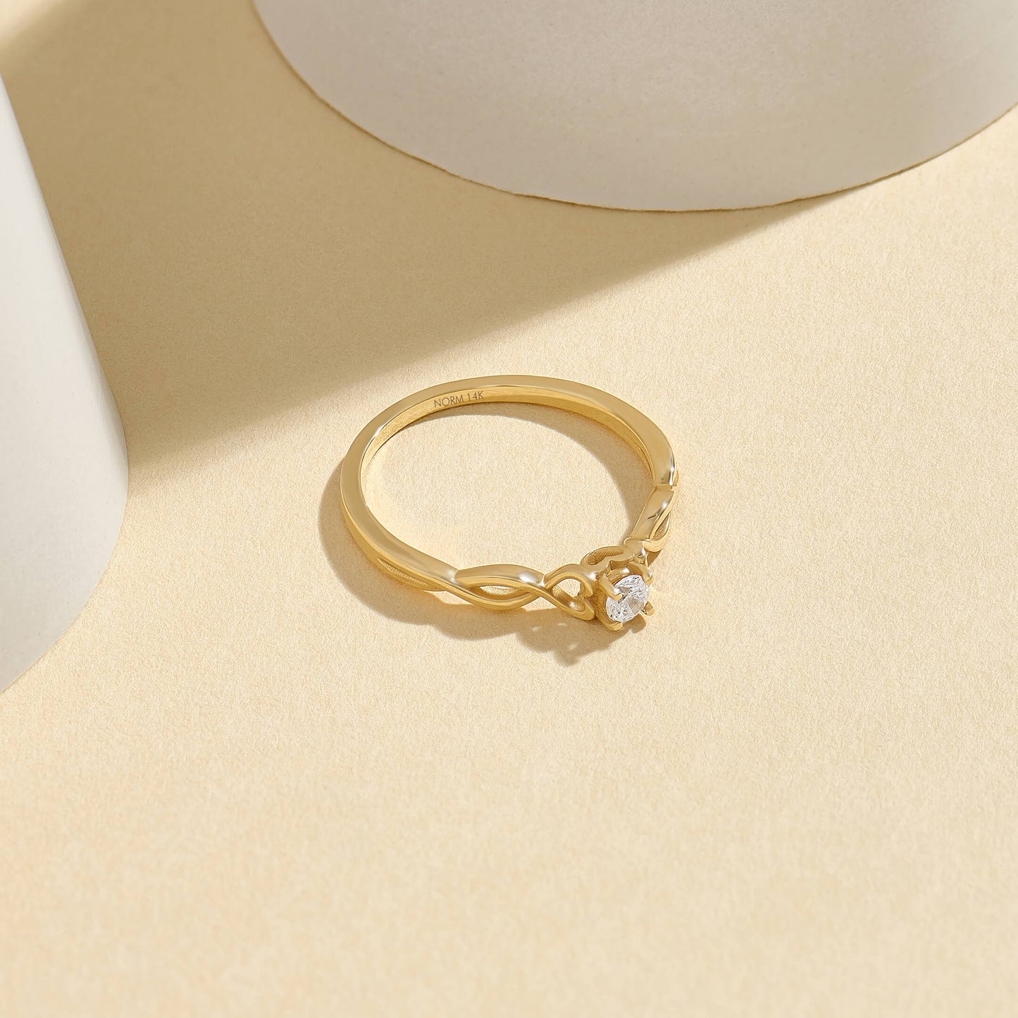 Heart Infinity Round Solitaire Ring in Gold