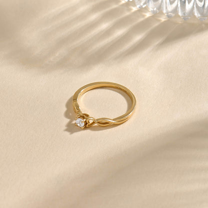 Heart Infinity Round Solitaire Ring in Gold