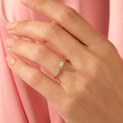 Heart Infinity Round Solitaire Ring in Gold