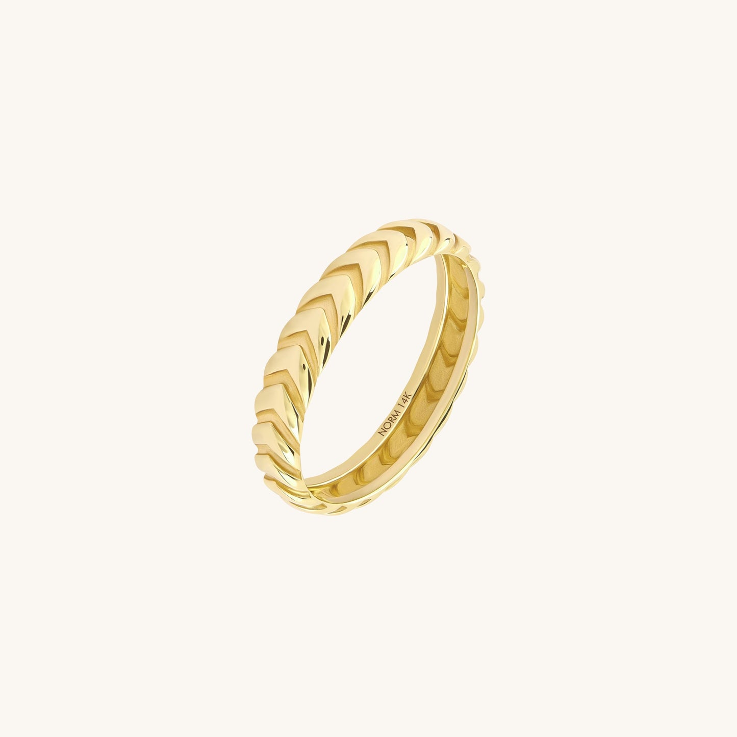 Herringbone Wedding Band Ring in Gold