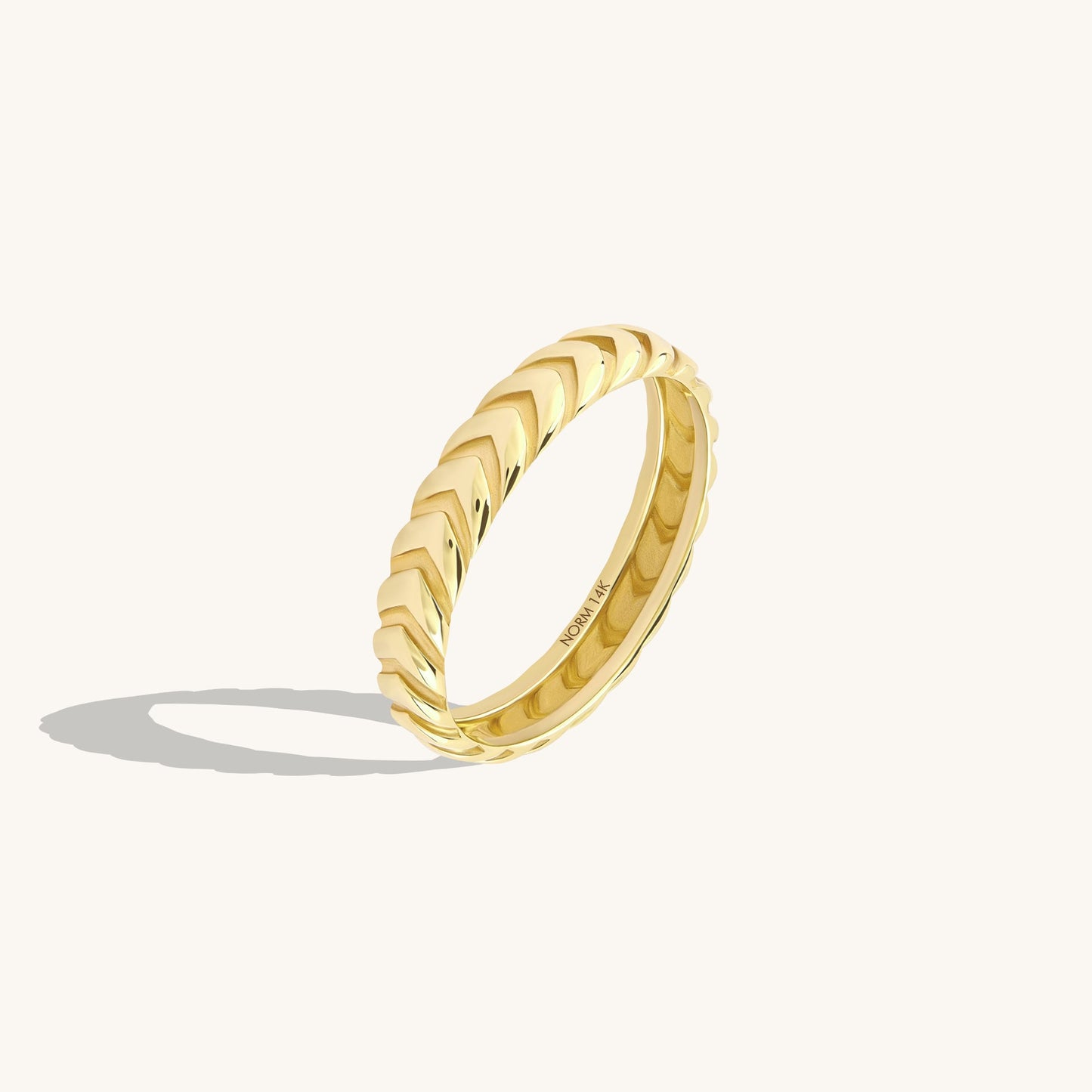 Herringbone Wedding Band Ring in Gold