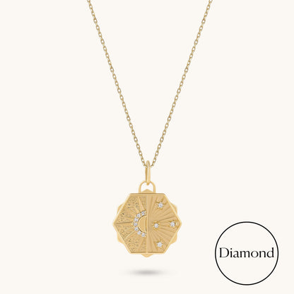 Hexagon Diamond Sky Necklace in Gold