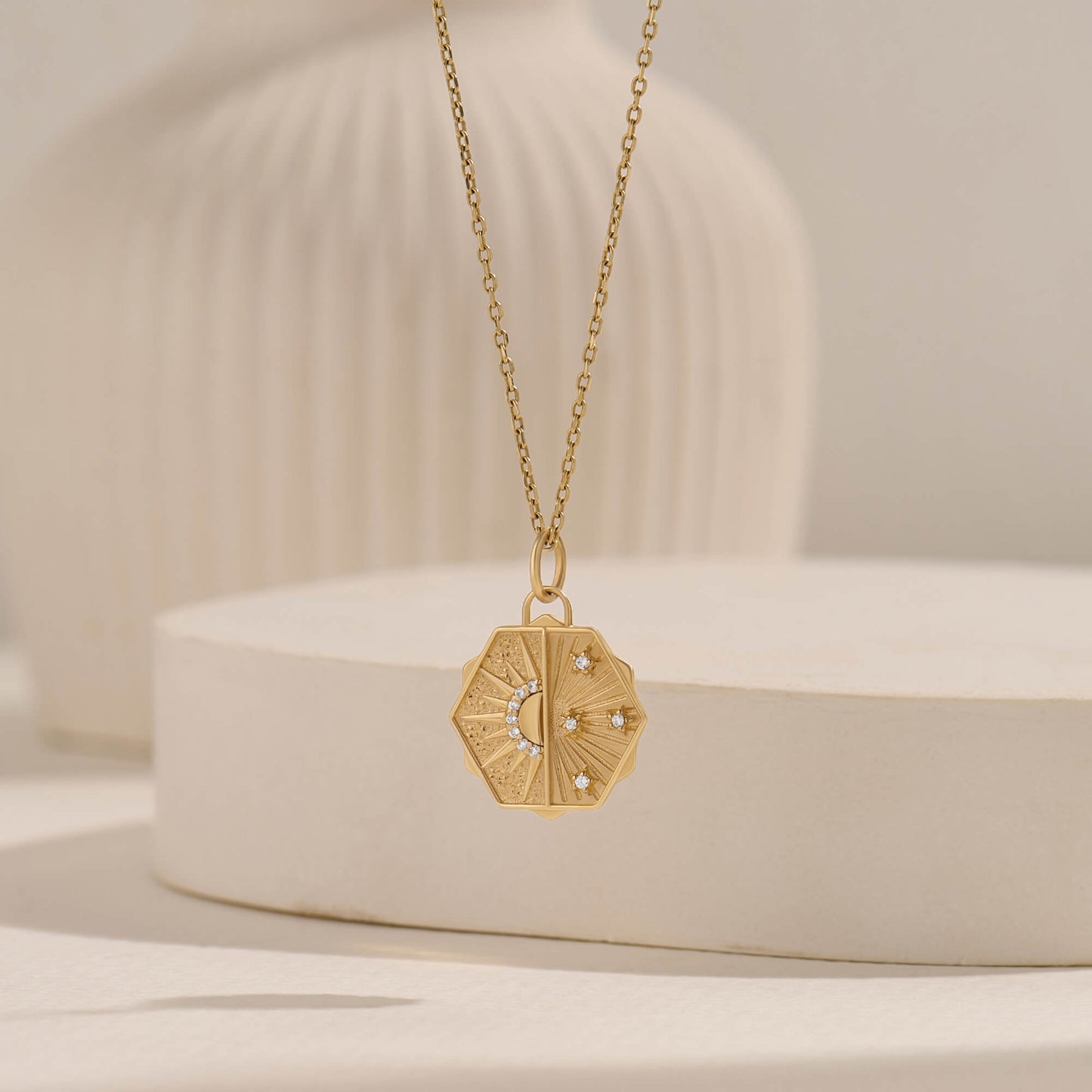 Hexagon Diamond Sky Necklace in Gold