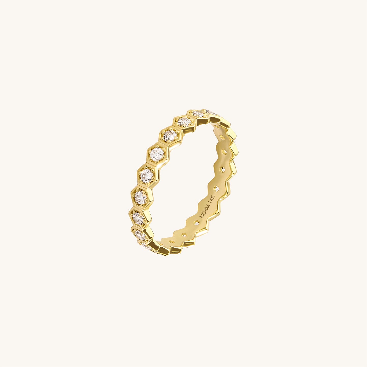 Hexagon Eternity Band Ring in Gold