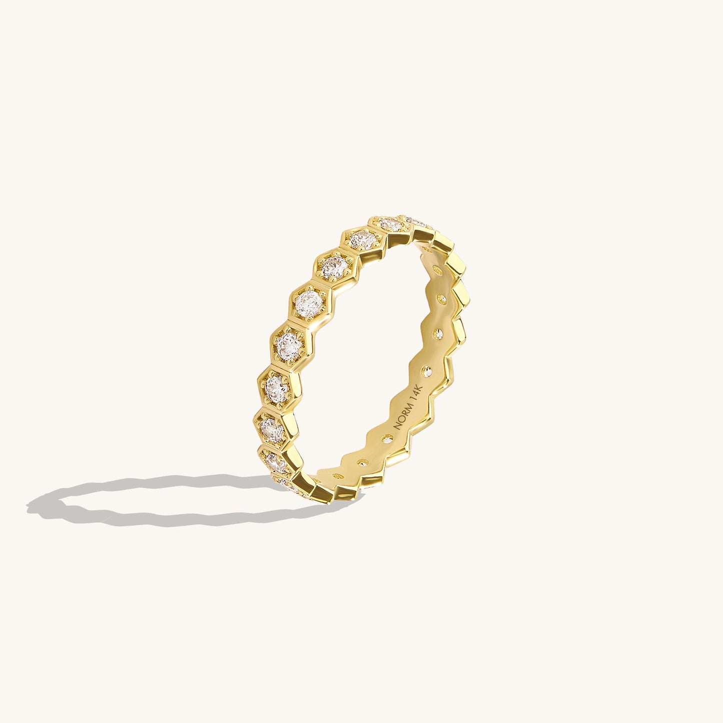 Hexagon Eternity Band Ring in Gold