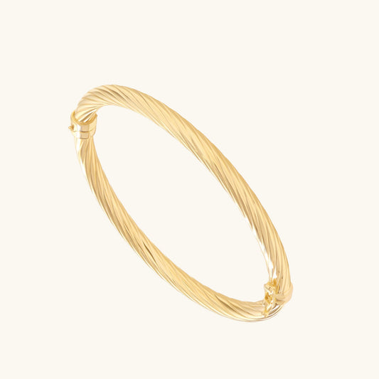 Hinged Twist Bangle Bracelet in Gold
