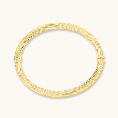 Hinged Twist Bangle Bracelet in Gold