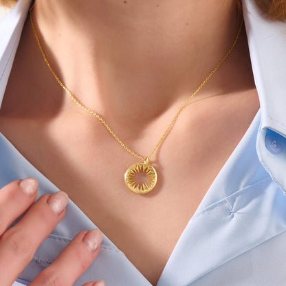 Hollow Sun Necklace - Gold Vermeil
