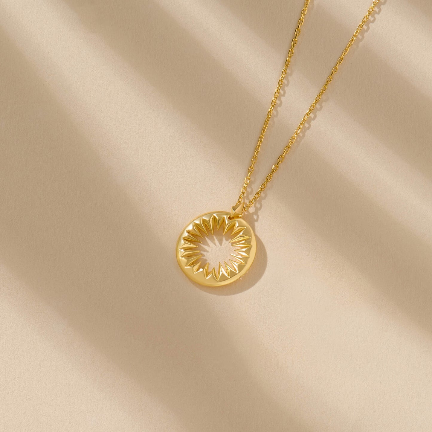 Hollow Sun Necklace - Gold Vermeil