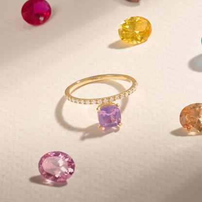 Hover Chalcedony Cushion Engagement Ring in Gold