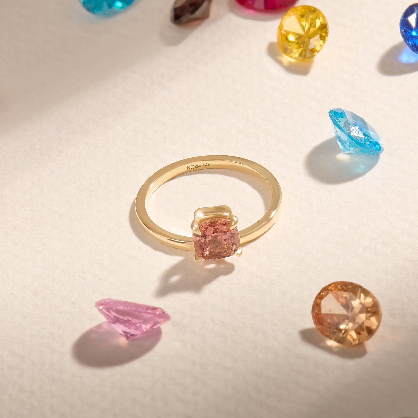 Hover Color Changing Cushion Solitaire Ring in Gold