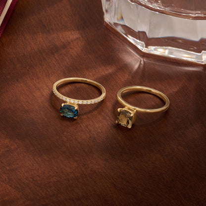 Hover Smokey Gray Cushion Solitaire Ring in Gold