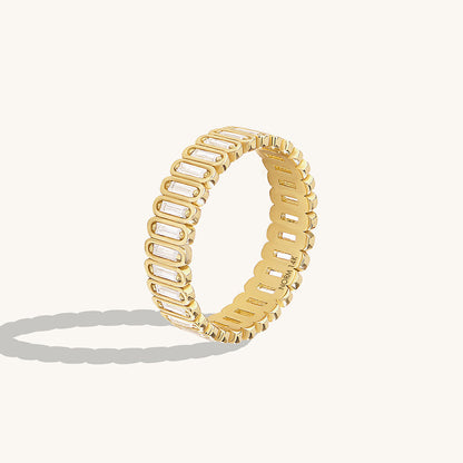 Inlay Baguette Eternity Band Ring in Gold