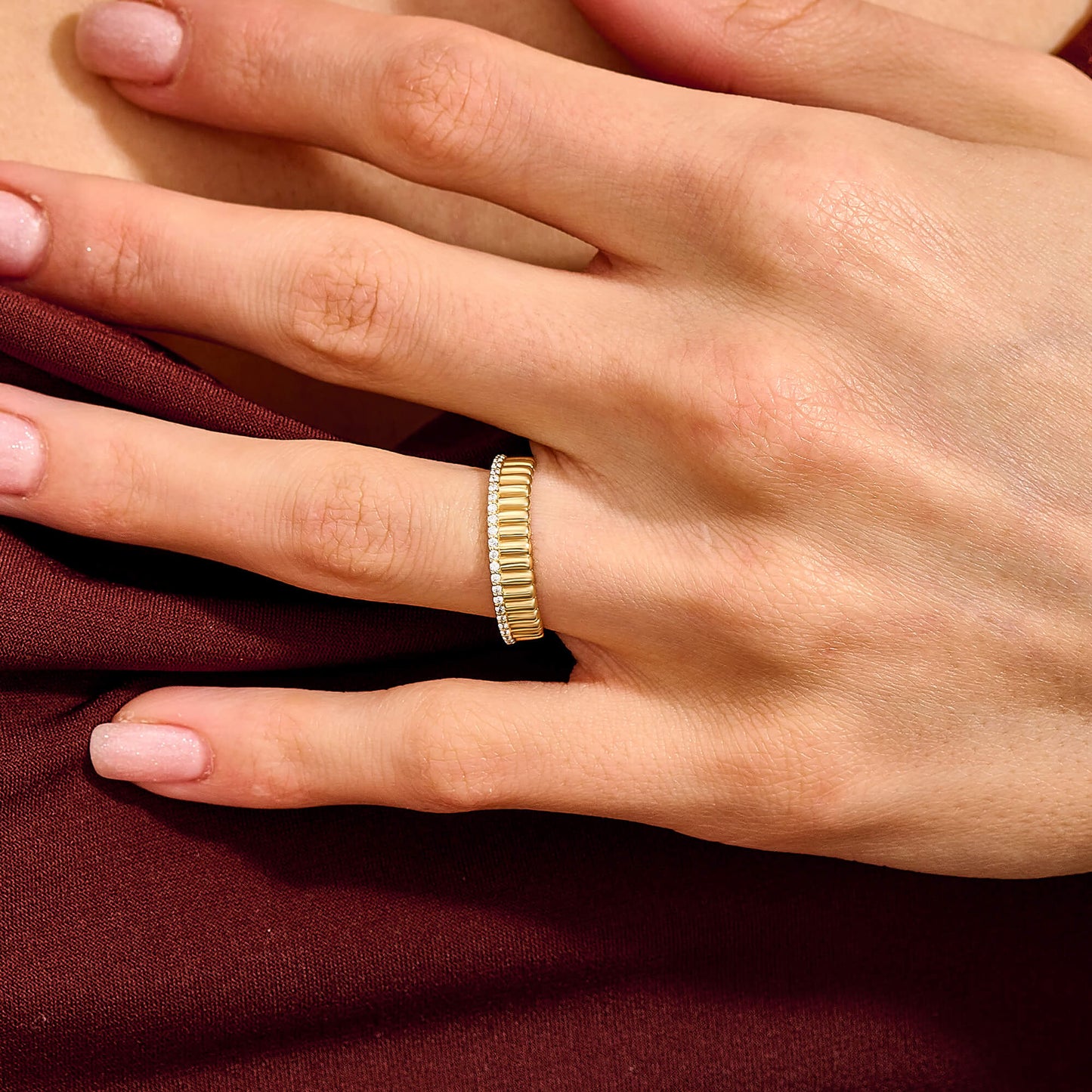 Iconic Diamond Half Eternity Band in Gold