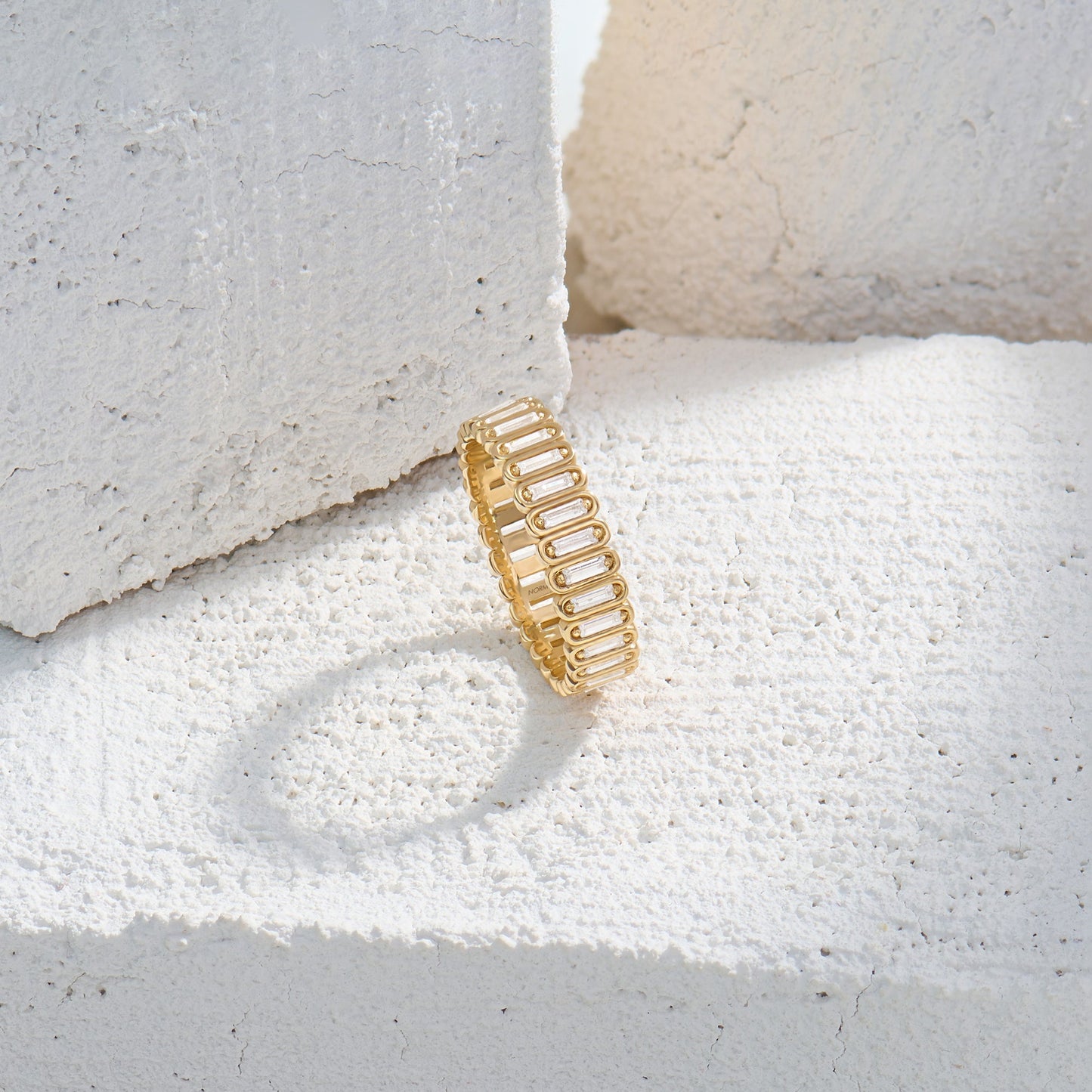 Inlay Baguette Eternity Band Ring in Gold