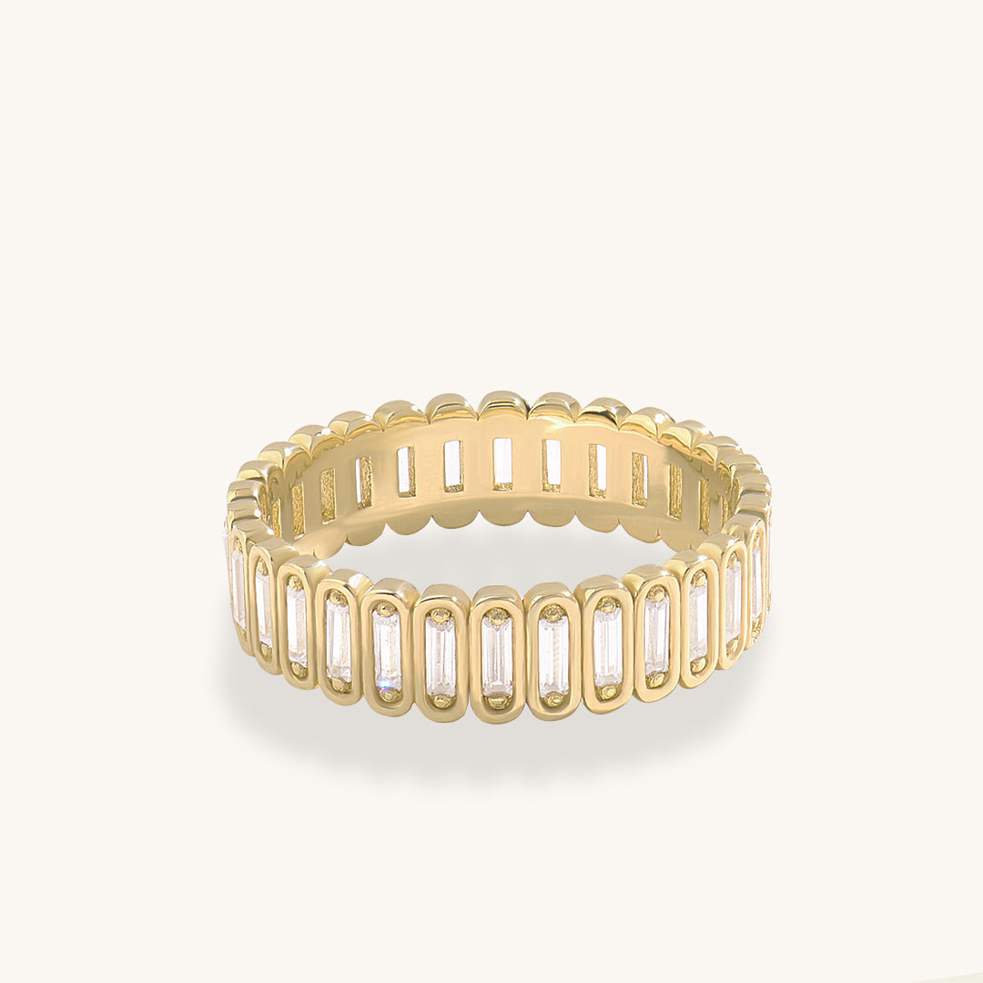 Inlay Baguette Eternity Band Ring in Gold