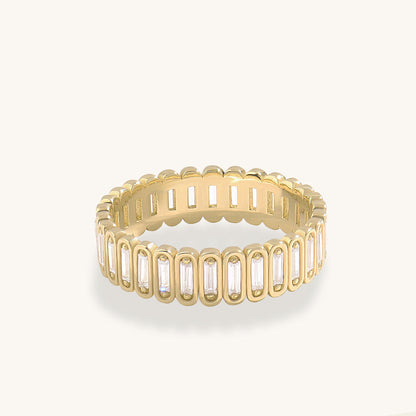 Inlay Baguette Eternity Band Ring in Gold