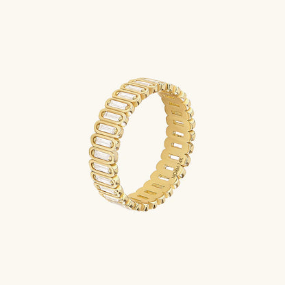 Inlay Baguette Moissanite Eternity Band Ring in Gold