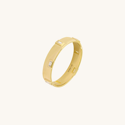 Inlay Baguette Wedding Band in Gold