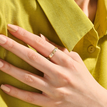 Inlay Baguette Wedding Band in Gold