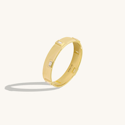 Inlay Baguette Wedding Band in Gold