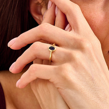 Iolite Bezel Solitaire Ring in Gold