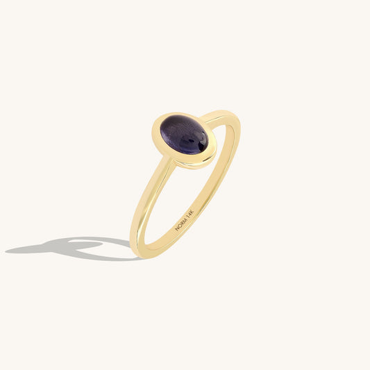 Iolite Bezel Solitaire Ring in Gold