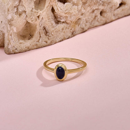 Iolite Bezel Solitaire Ring in Gold