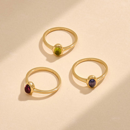 Iolite Bezel Solitaire Ring in Gold