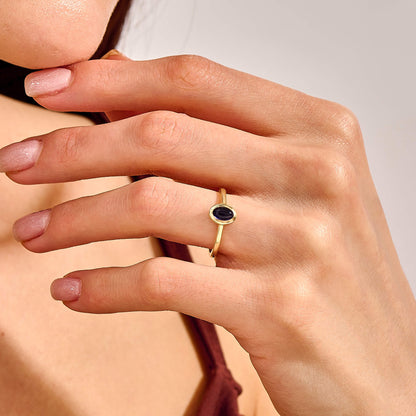 Iolite Bezel Solitaire Ring in Gold