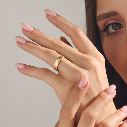 Irregular Bars Band Ring in Gold