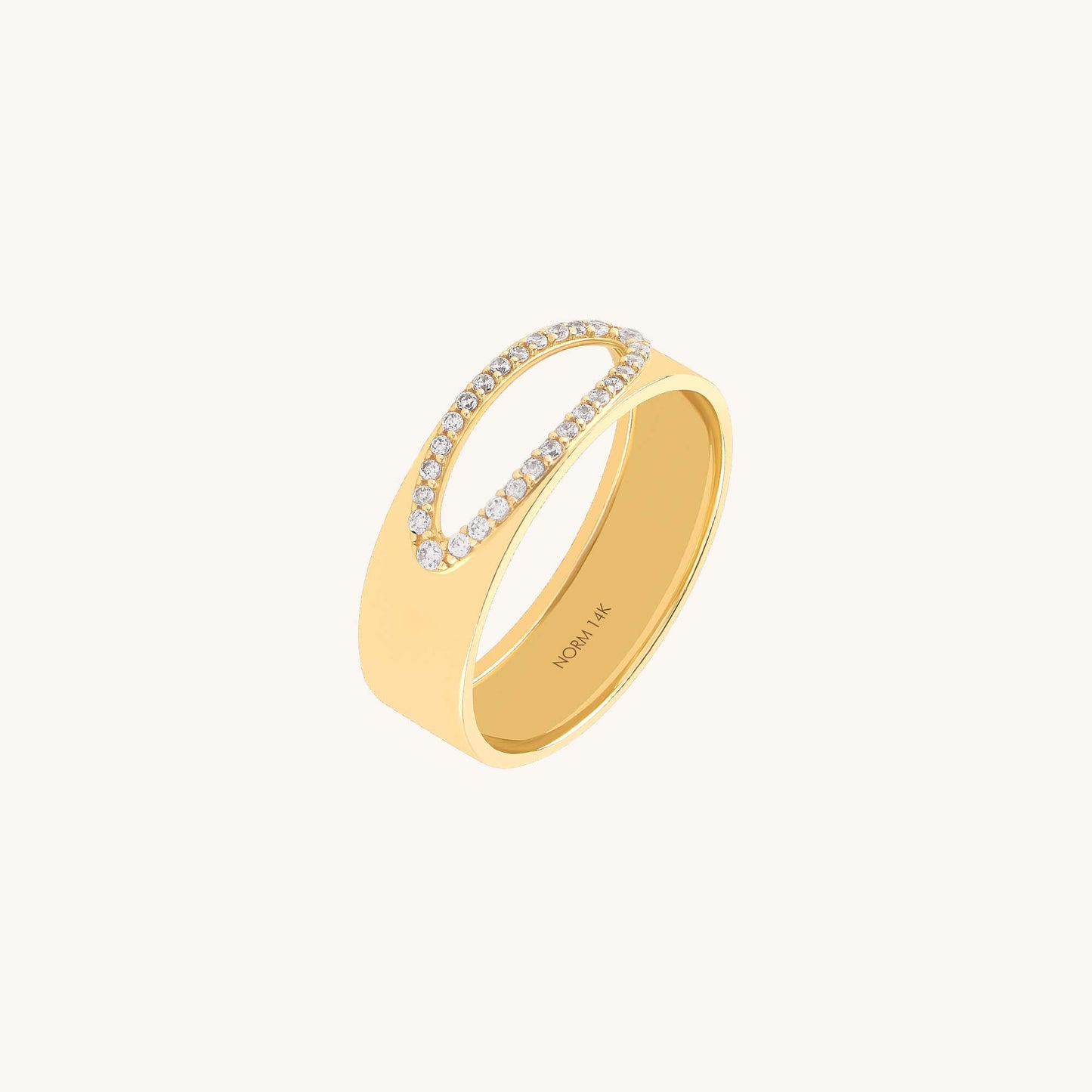 Lab-Grown Diamond Ellipse Hollow Band Ring in Gold