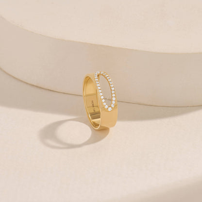 Lab-Grown Diamond Ellipse Hollow Band Ring in Gold