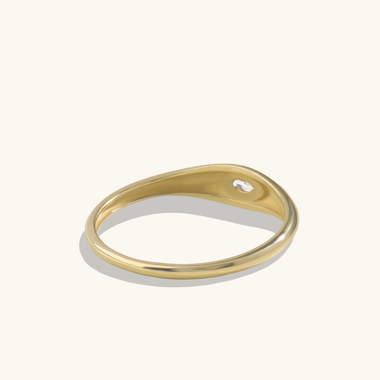 Lab-Grown Diamond Marquise Bezel Signet Ring in Gold