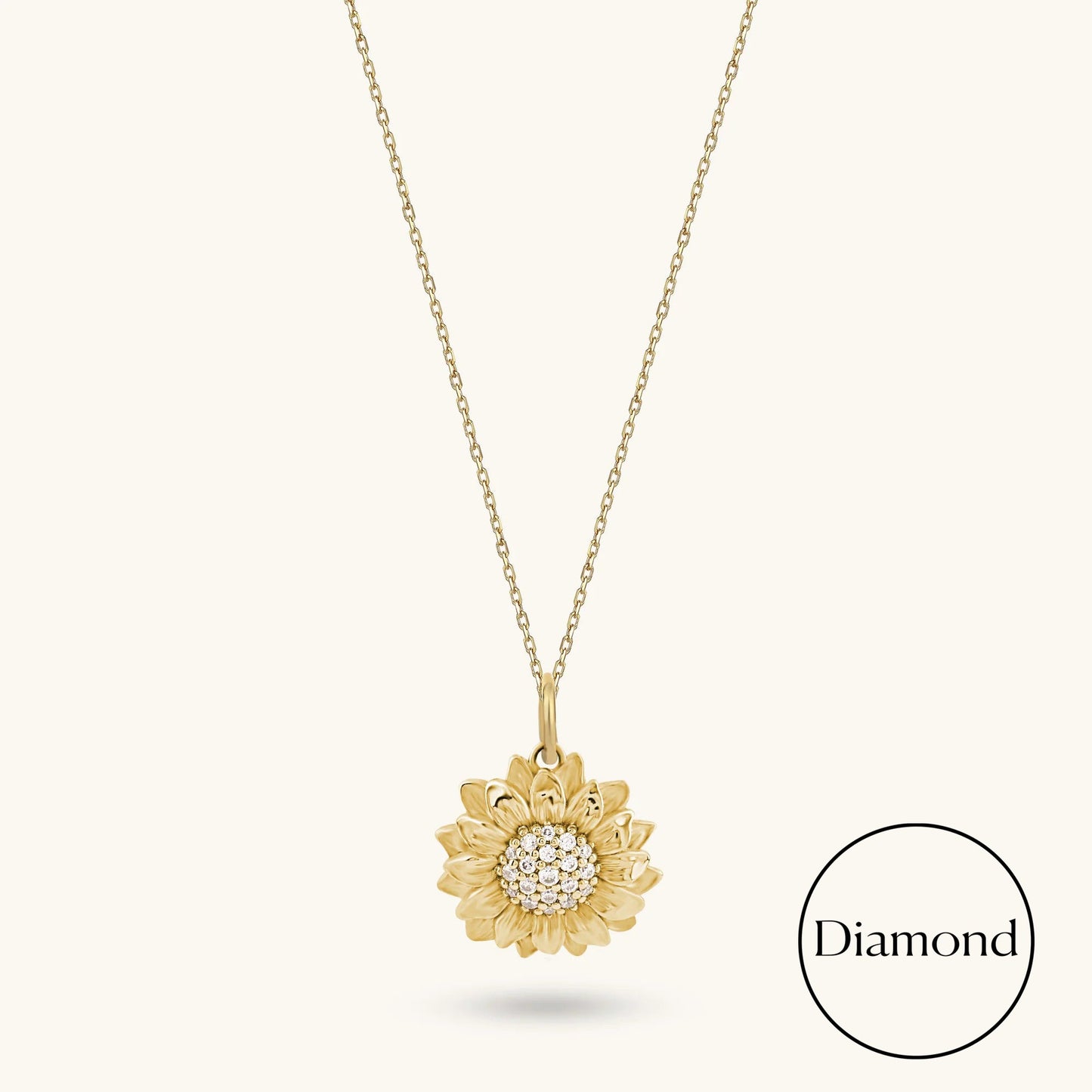 Lab-Grown Diamond Sunflower Necklace in Gold