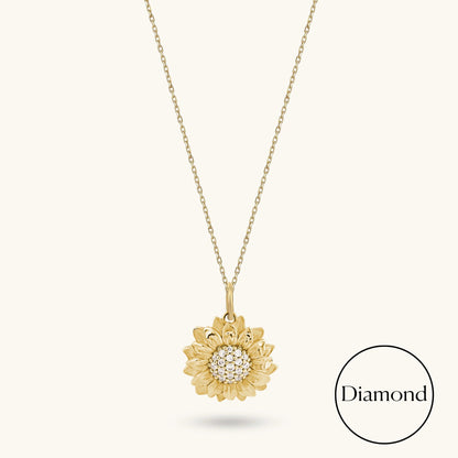 Lab-Grown Diamond Sunflower Necklace in Gold