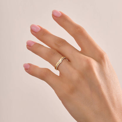 Lab-Grown Diamond Wishbone Band Ring in Gold